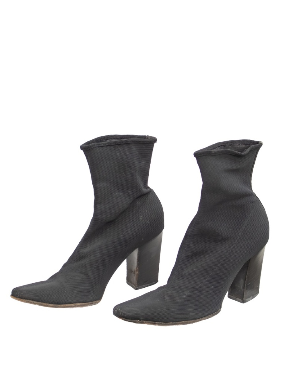 Sergio Rossi Black Stretch Knit Sock Ankle Boots Block Heel Women’s EU 35 US 5